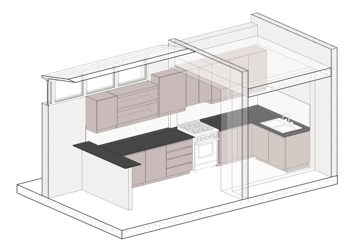 Modelo 3D de una cocina a medida
